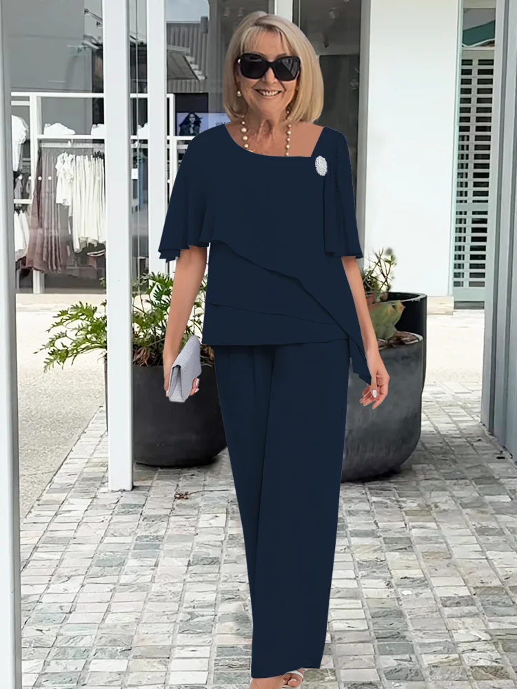 Girarde Cropped Pant Set with Ruffled Sleeves