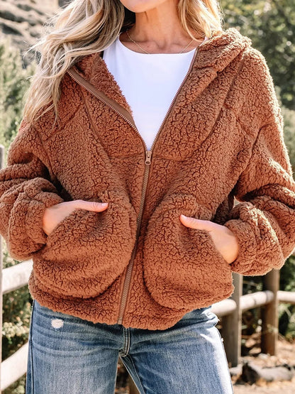 Aubree Oversized Teddy Zip-Up Jacket