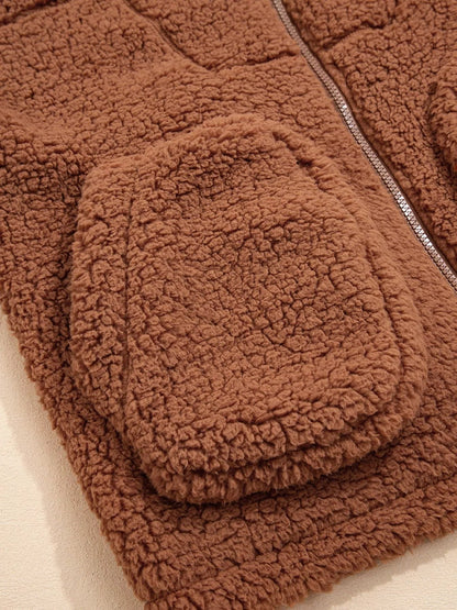 Aubree Oversized Teddy Zip-Up Jacket