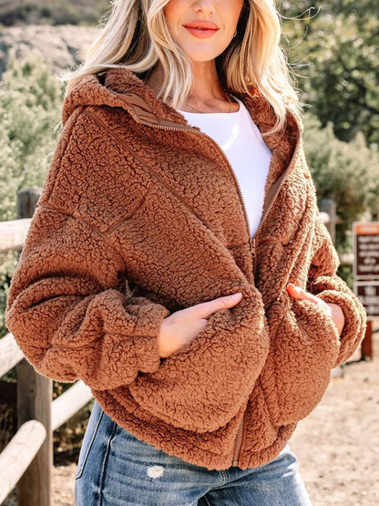 Aubree Oversized Teddy Zip-Up Jacket