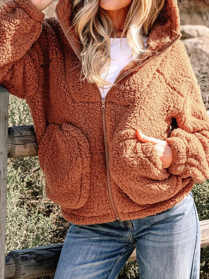 Aubree Oversized Teddy Zip-Up Jacket