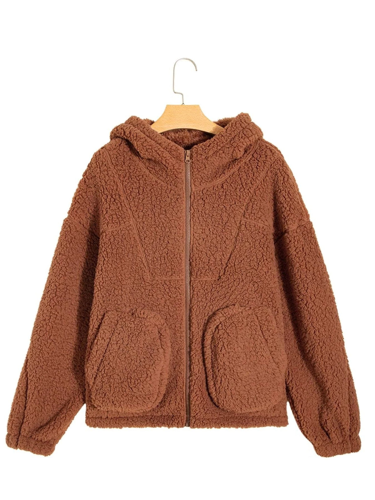 Aubree Oversized Teddy Zip-Up Jacket