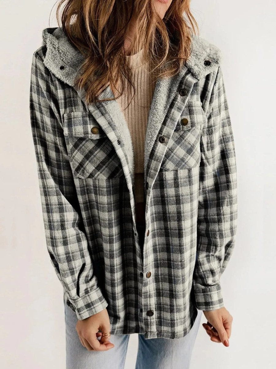 Bellaude Oversized Plaid Hooded Jacket