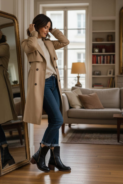 Nicaise Block Heel Ankle Boots for Workdays