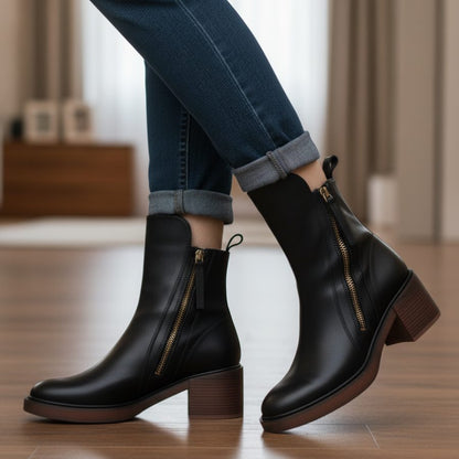 Nicaise Block Heel Ankle Boots for Workdays