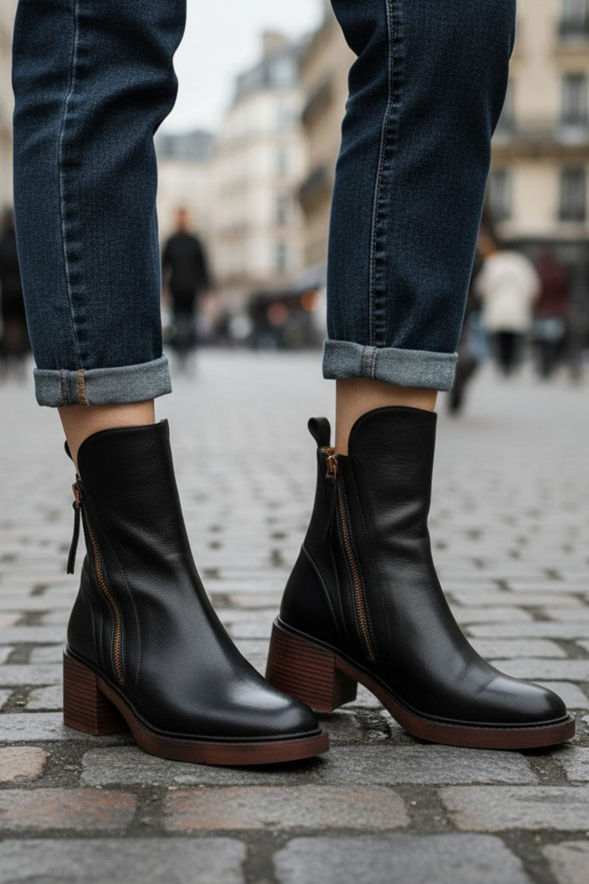 Nicaise Block Heel Ankle Boots for Workdays