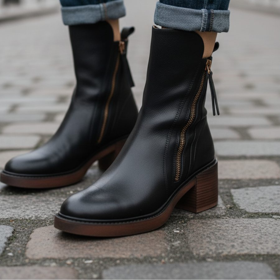 Nicaise Block Heel Ankle Boots for Workdays
