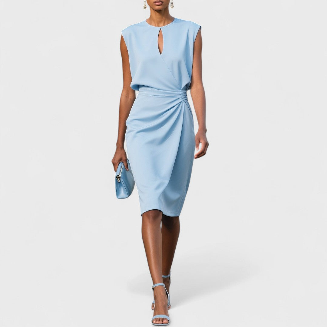 Khadija Sleeveless Wrap Dress with Keyhole Neck