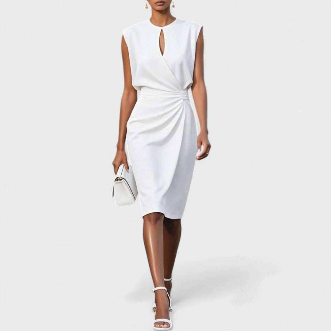 Khadija Sleeveless Wrap Dress with Keyhole Neck