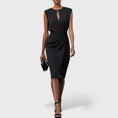 Khadija Sleeveless Wrap Dress with Keyhole Neck