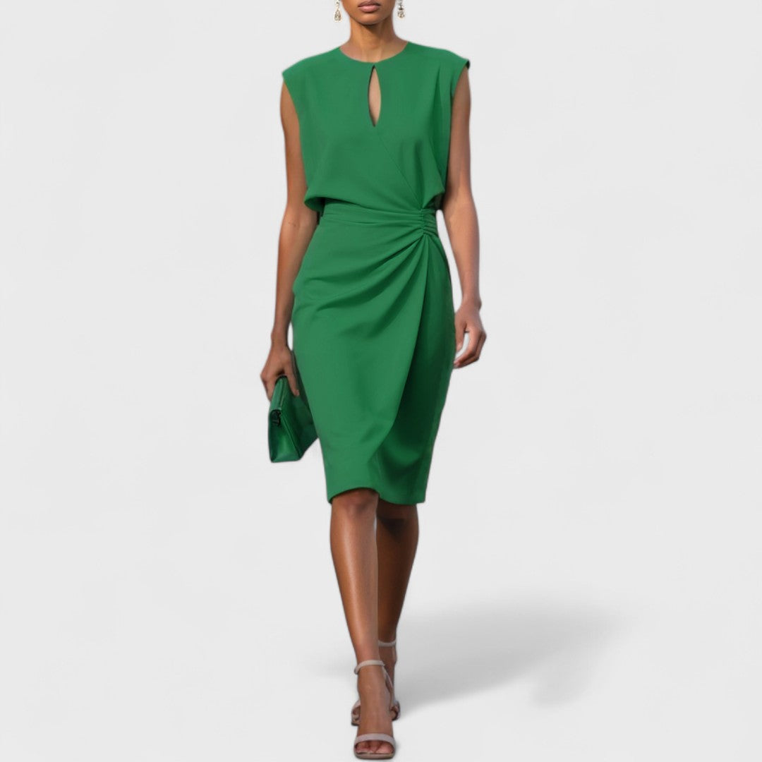 Khadija Sleeveless Wrap Dress with Keyhole Neck