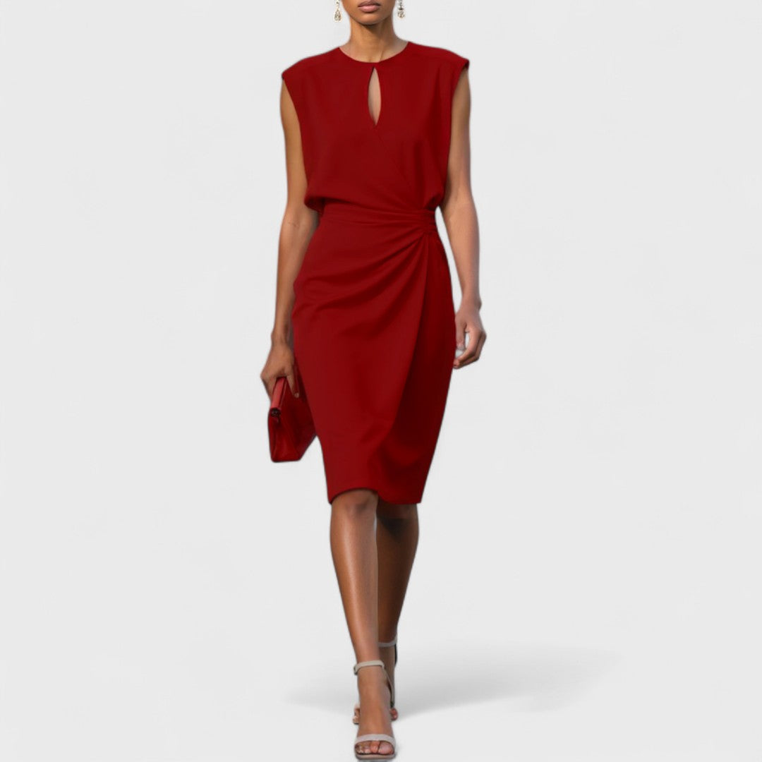 Khadija Sleeveless Wrap Dress with Keyhole Neck