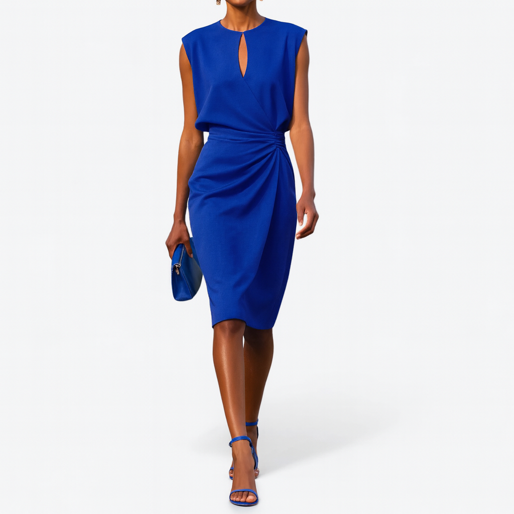 Khadija Sleeveless Wrap Dress with Keyhole Neck