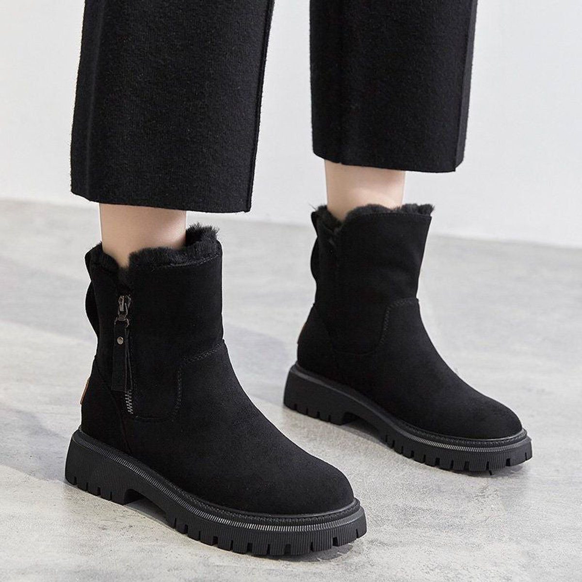Ermentrude Fleece-Lined Suede Slip-On Ankle Boots