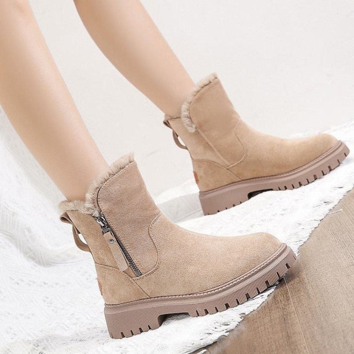 Ermentrude Fleece-Lined Suede Slip-On Ankle Boots