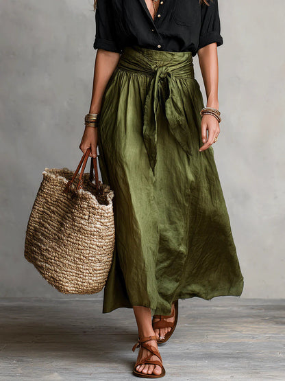 Sedile A-Line Midi Skirt Set with Buttons