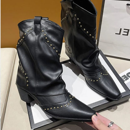 Odilia Studded Western Ankle Boots for Concerts