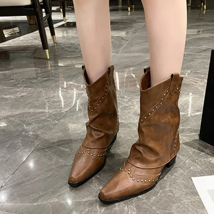 Odilia Studded Western Ankle Boots for Concerts