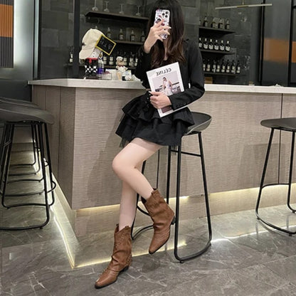 Odilia Studded Western Ankle Boots for Concerts