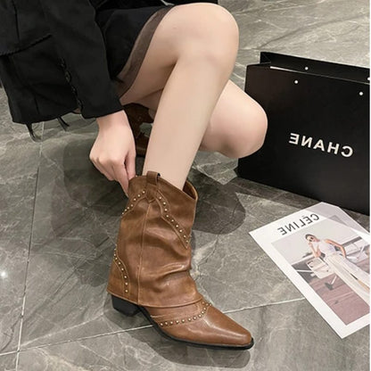 Odilia Studded Western Ankle Boots for Concerts