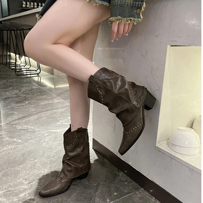 Odilia Studded Western Ankle Boots for Concerts