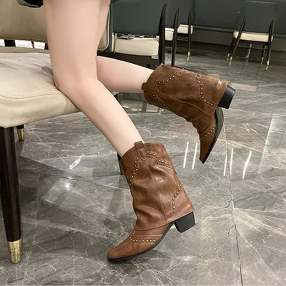Odilia Studded Western Ankle Boots for Concerts