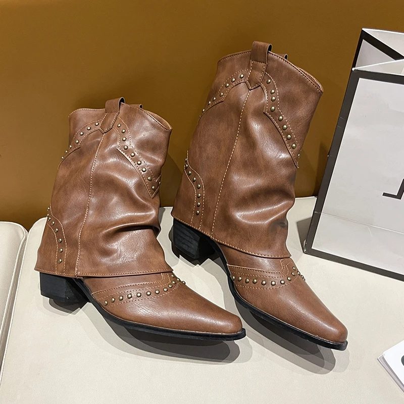 Odilia Studded Western Ankle Boots for Concerts