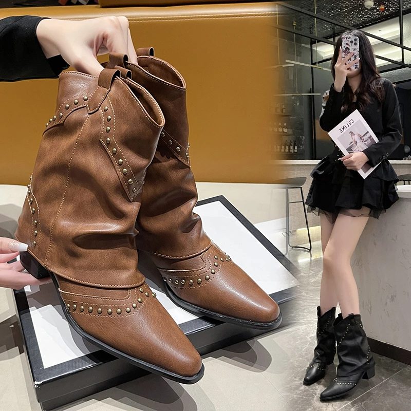 Odilia Studded Western Ankle Boots for Concerts