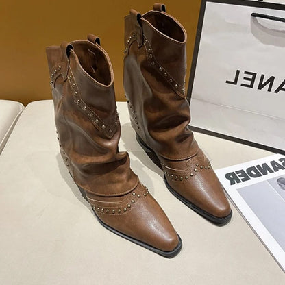 Odilia Studded Western Ankle Boots for Concerts
