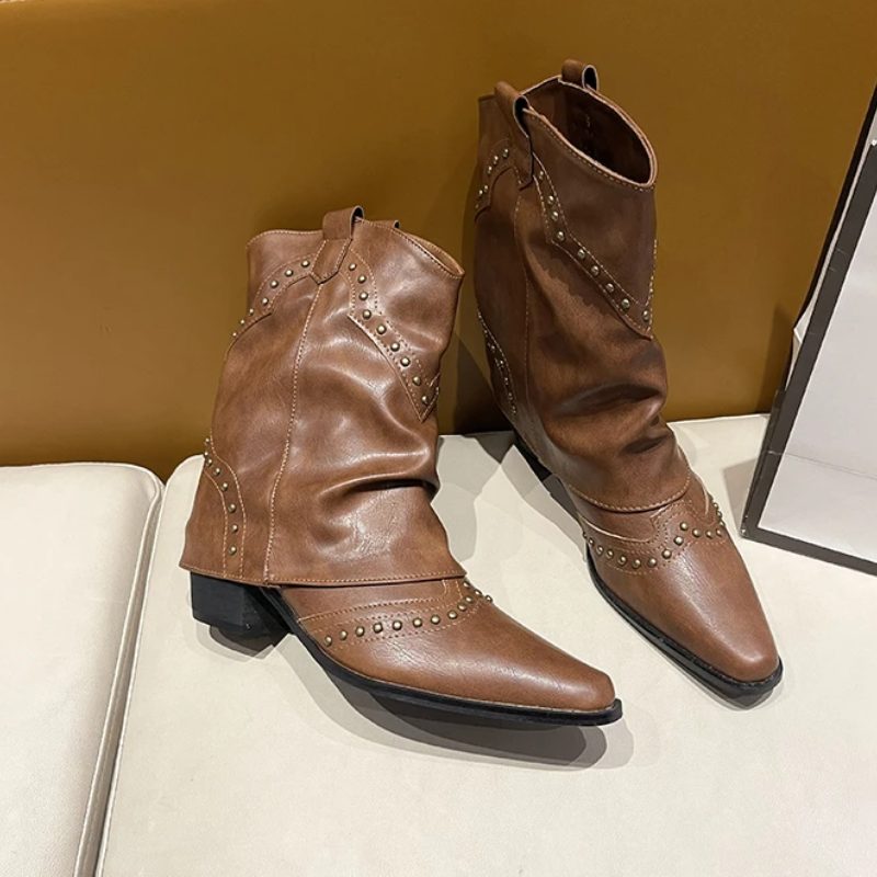 Odilia Studded Western Ankle Boots for Concerts