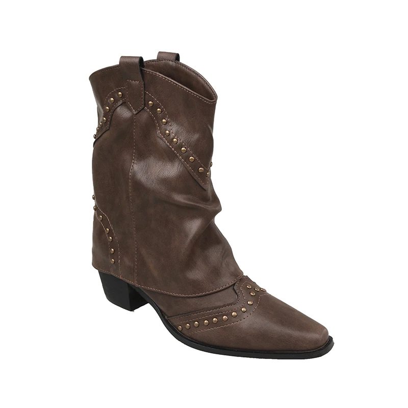 Odilia Studded Western Ankle Boots for Concerts