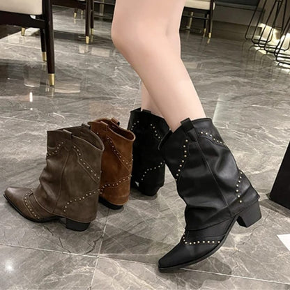 Odilia Studded Western Ankle Boots for Concerts