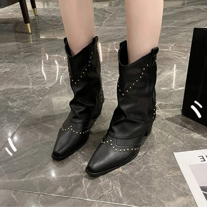 Odilia Studded Western Ankle Boots for Concerts