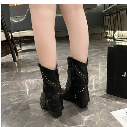 Odilia Studded Western Ankle Boots for Concerts