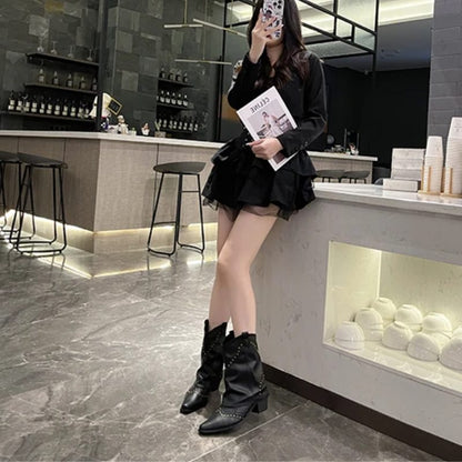 Odilia Studded Western Ankle Boots for Concerts