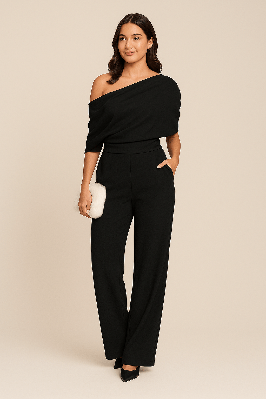 Vrouwke One-Shoulder Wide Leg Jumpsuit