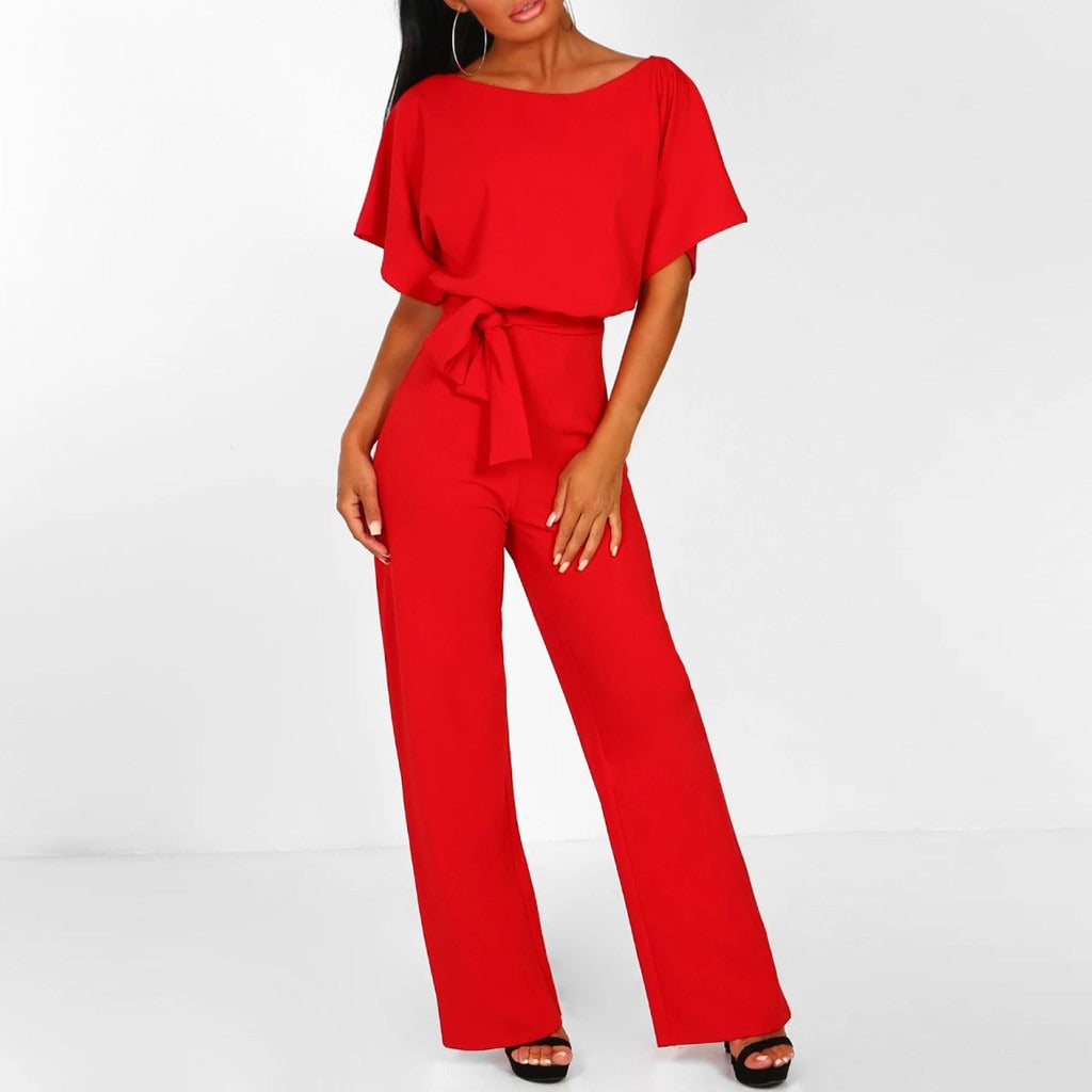 Antonia Wide Leg Jumpsuit with Tie-Front