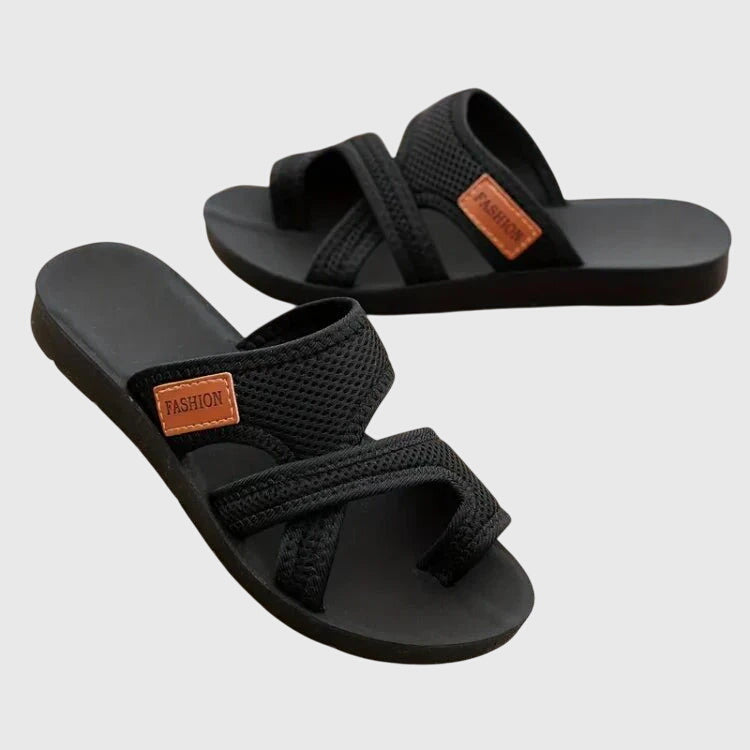 Avoise Woven Strappy Slide Sandals