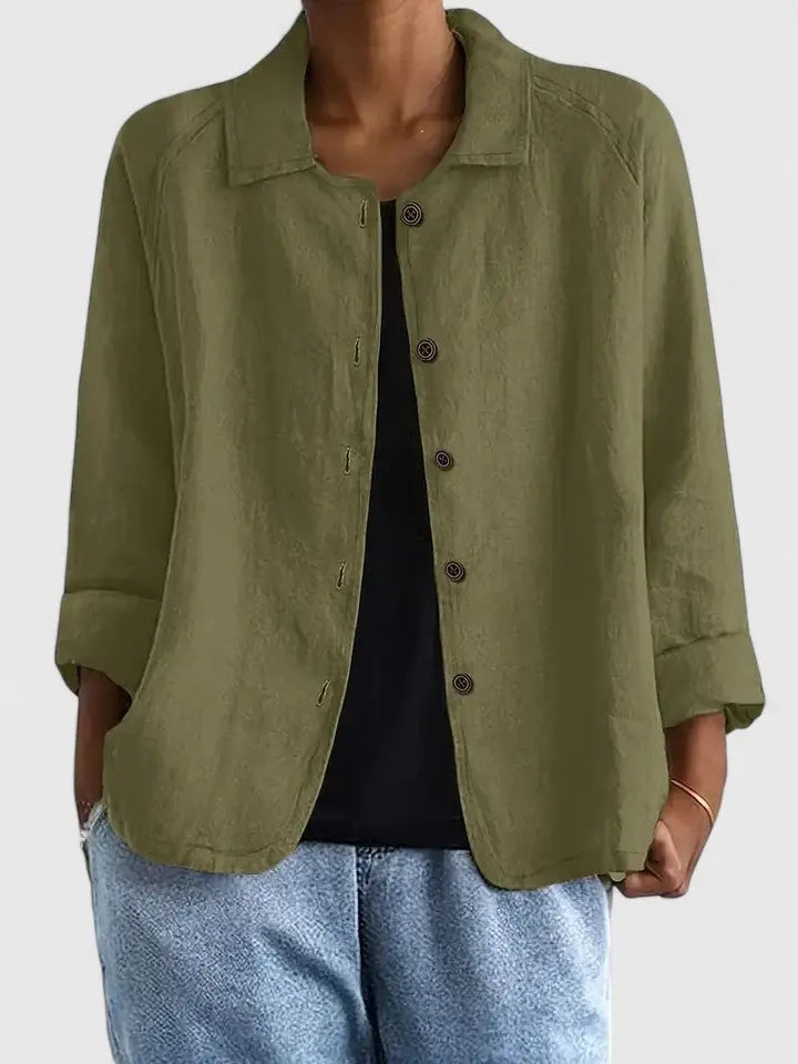 Tiffania Cotton Button-Down Shirt Jacket