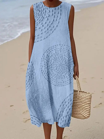 Leonarde Embroidered Sleeveless A-Line Midi Dress