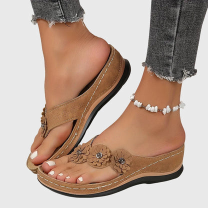 Huguette Flower Embellished Thong Sandals