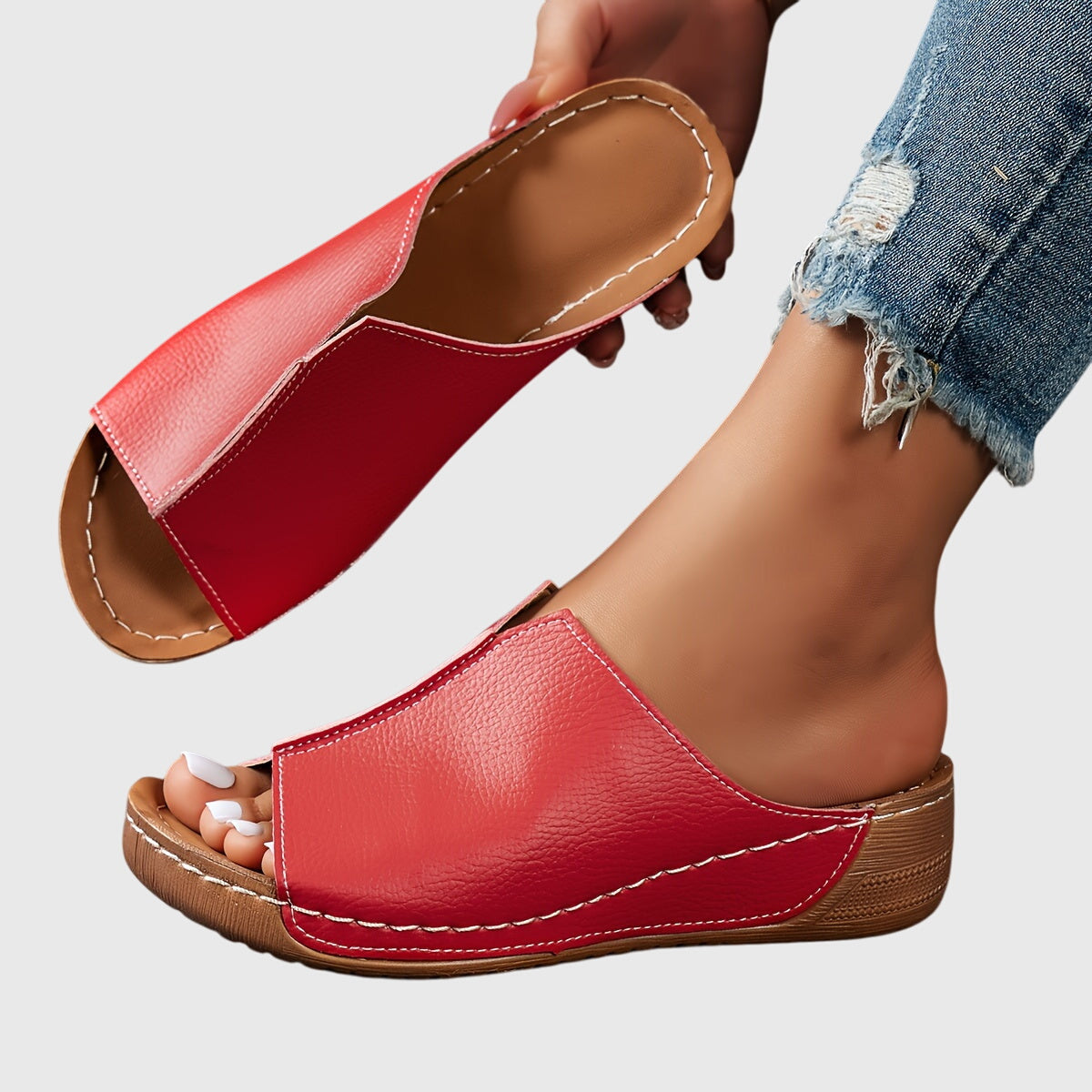 Theudelinde Open Toe Platform Slide Sandals