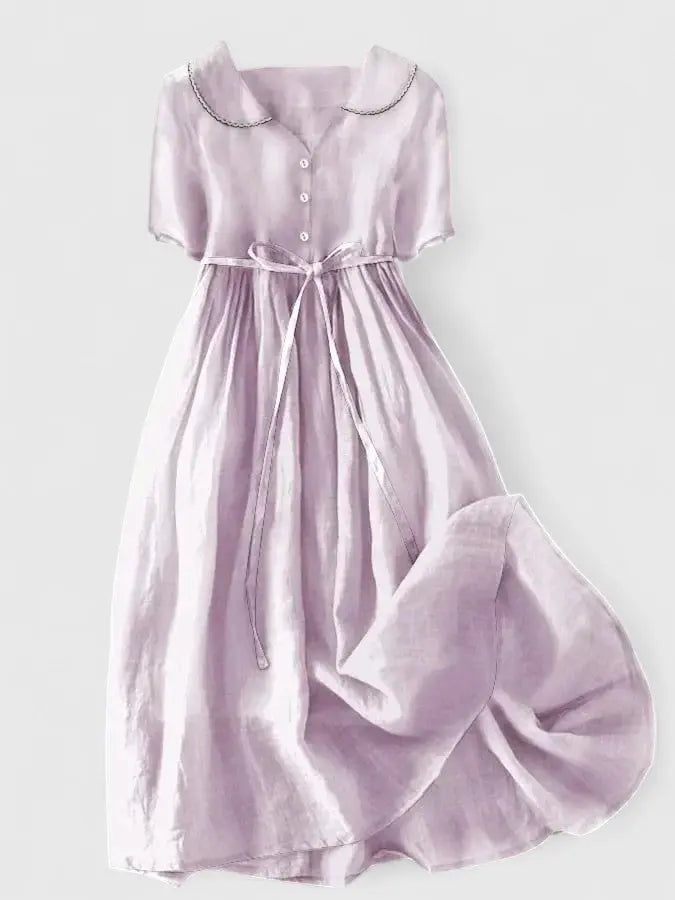 Joieuse Short Sleeve Peter Pan Collar Midi Dress
