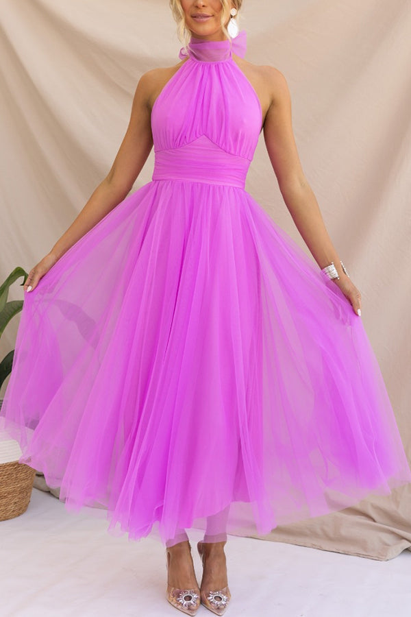 Zampia Tulle Halterneck A-Line Midi Dress