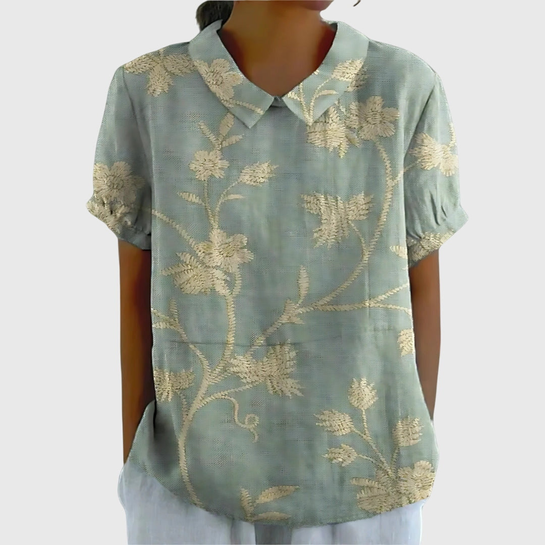 Jenna | V-Neck Short Sleeve Floral Blouse for Women
