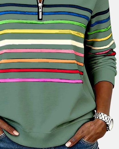 Thordis Striped Half-Zip Sweatshirt