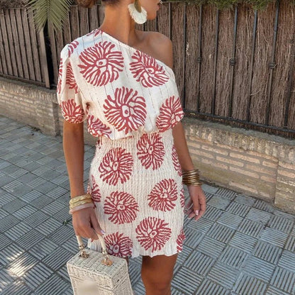 Orsola Floral Wedding Guest One-Shoulder Dress