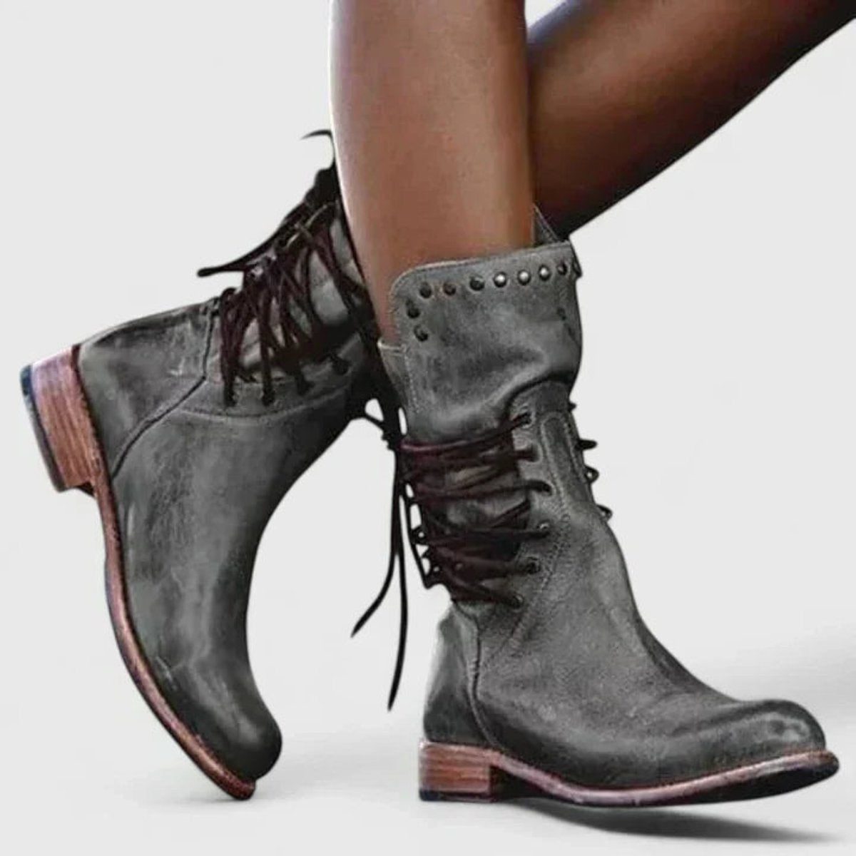 Berthilde Block Heel Lace-Up Boots for Everyday