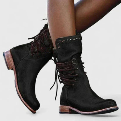 Berthilde Block Heel Lace-Up Boots for Everyday