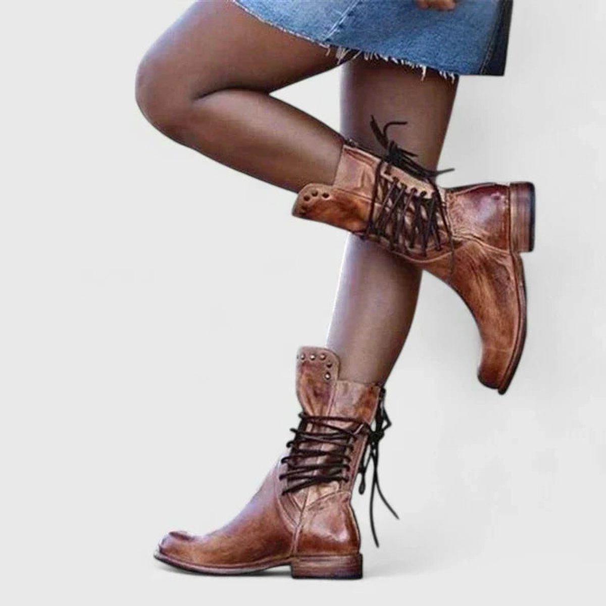 Berthilde Block Heel Lace-Up Boots for Everyday